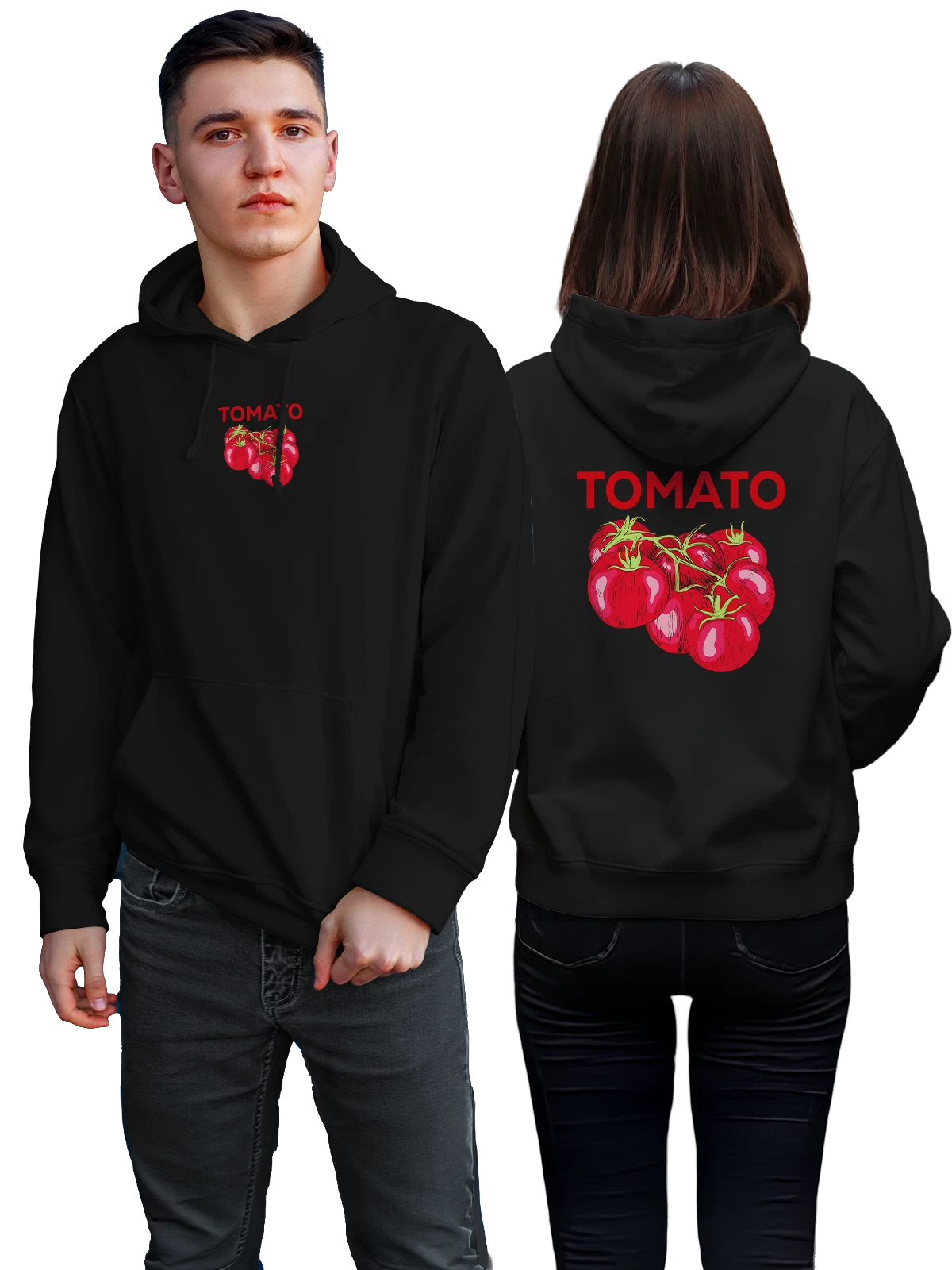 Худи с томатами tomato чёрное с принтом — кулинарный принт — Чёрная, фото 1