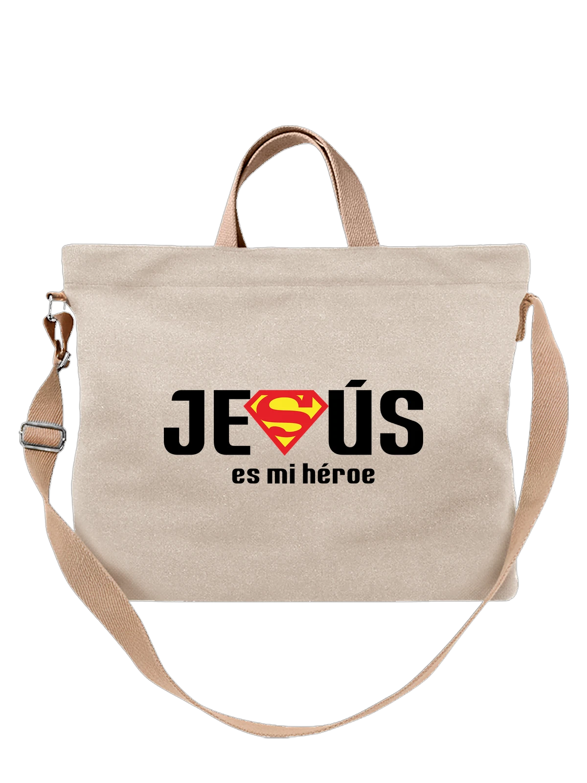 Сумка Jesus es mi héroe Супермен логотип белая с принтом — надпись — Белая, фото 1