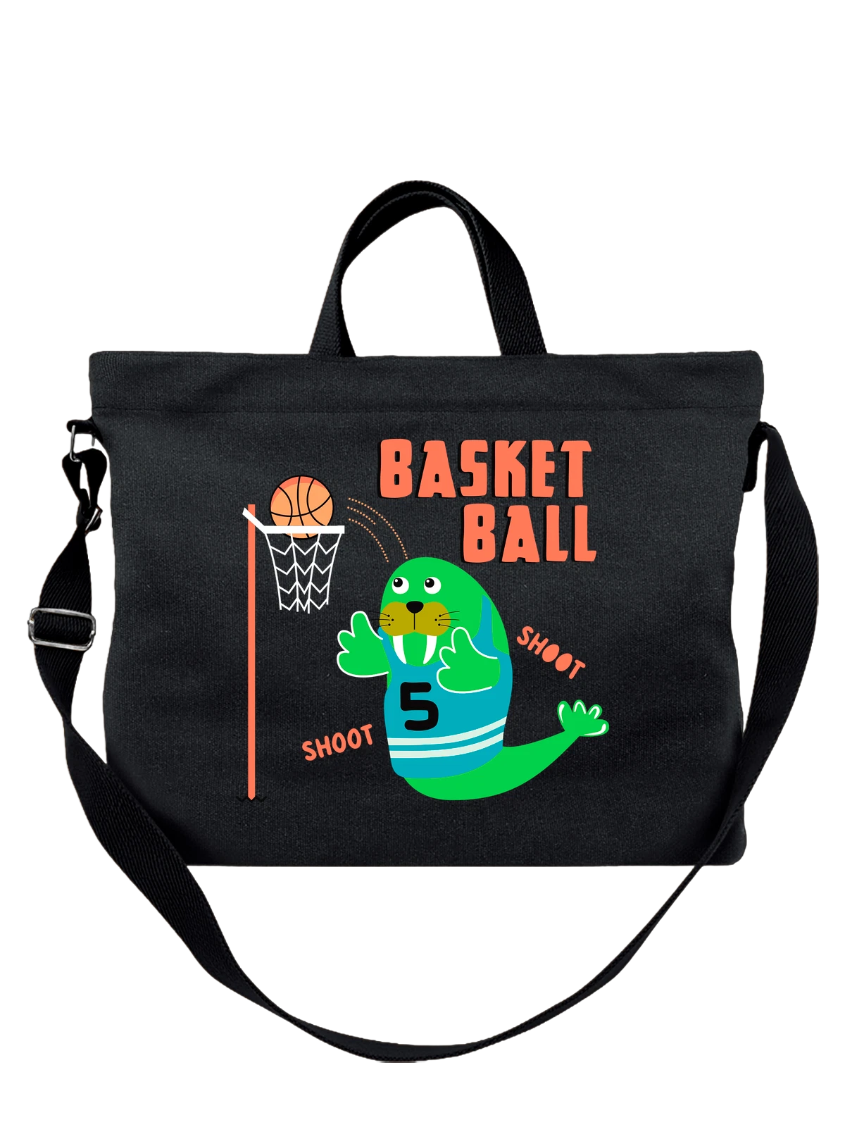 Сумка Морж basketball чёрная с принтом — подводная жизнь — Чёрная, фото 1