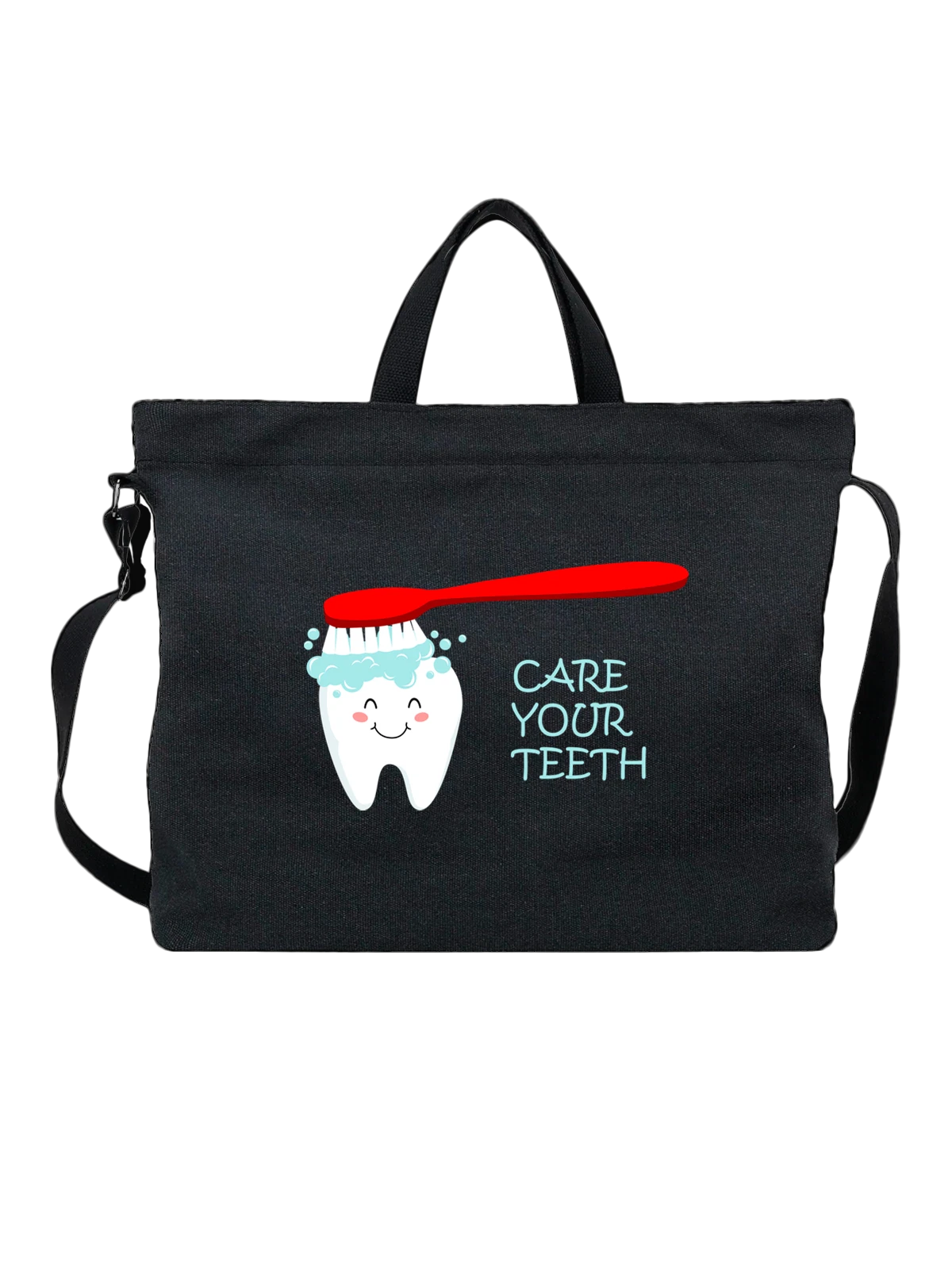 Сумка Зубная щетка care your teeth чёрная с принтом — принт для гардероба — Чёрная, фото 1
