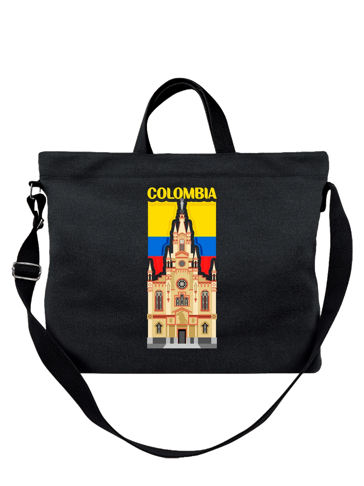 Сумка с флагом Колумбии Colombia чёрная с принтом — национальная символика — Чёрная, фото 1