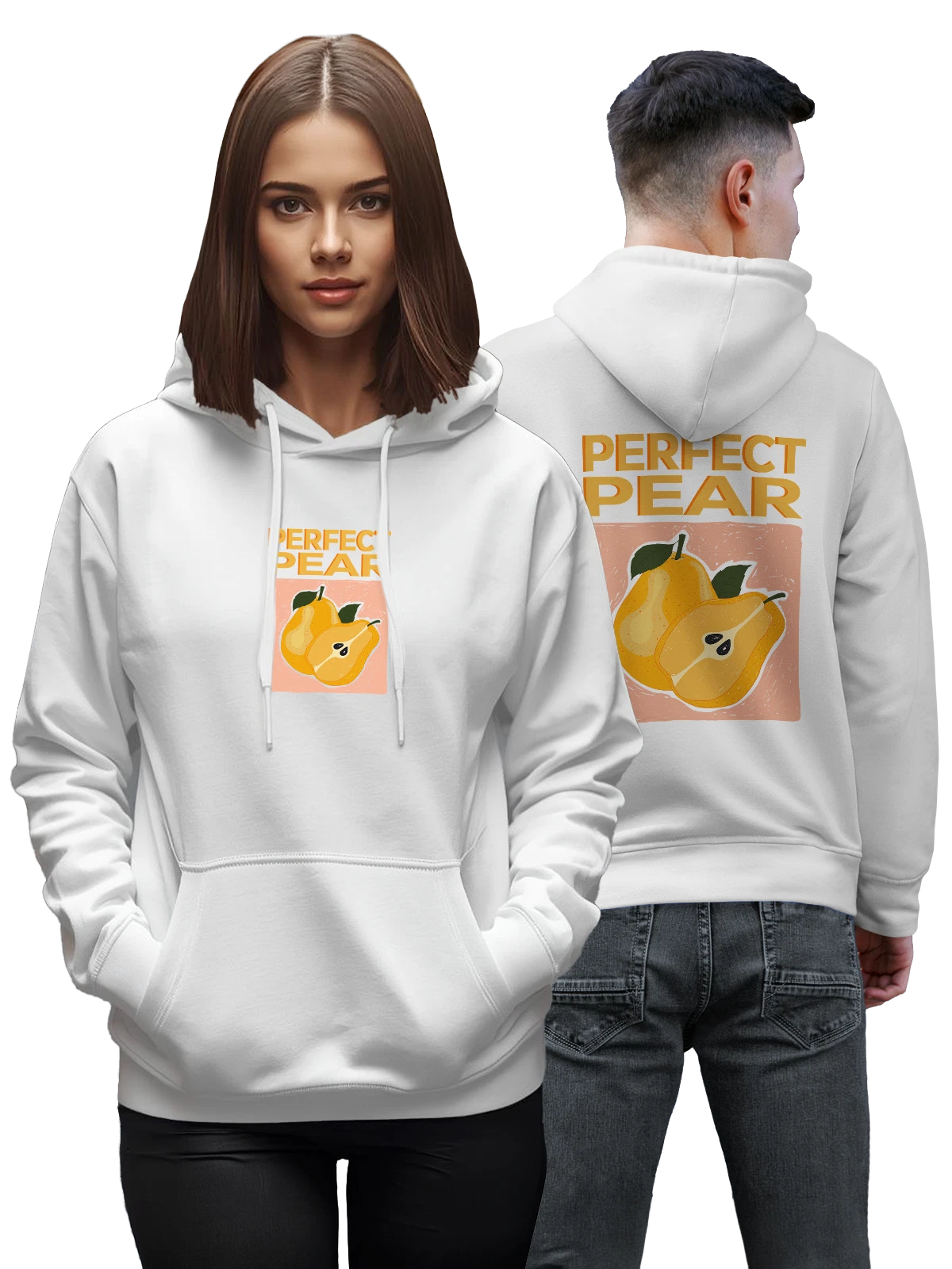 Худи Груша perfect pear белое с принтом — растительная пища — Белая, фото 1