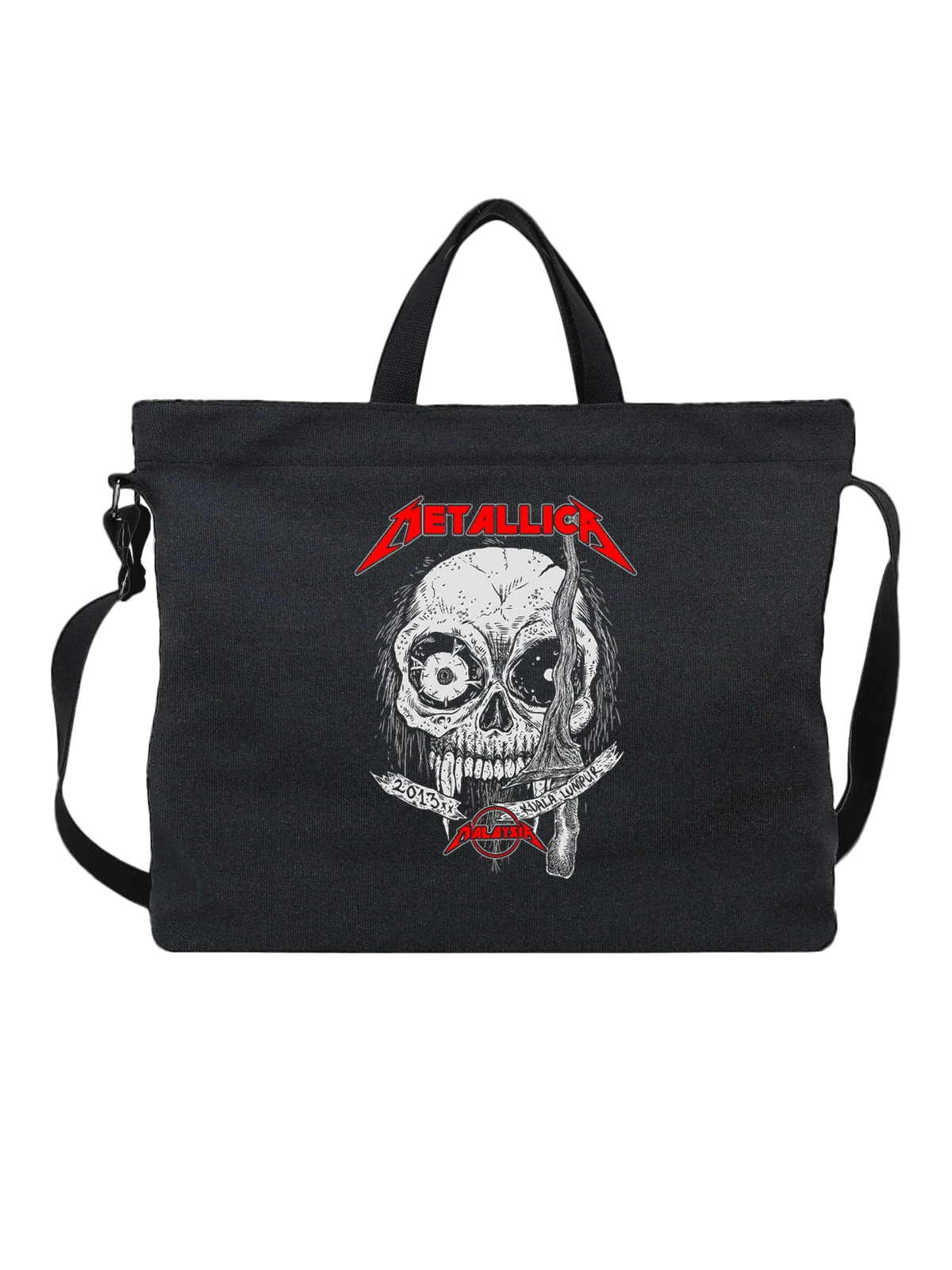 Сумка Череп Metallica с логотипом группы чёрная с принтом — металлический рок — Чёрная, фото 1
