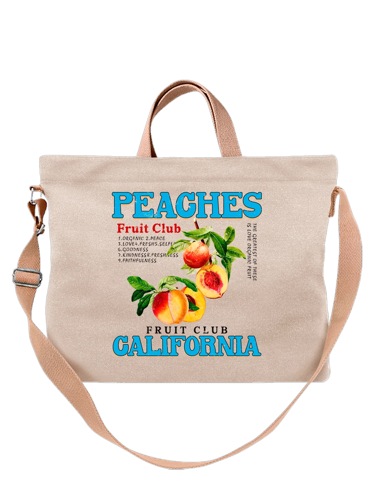 Сумка Персики peaches California белая с принтом — растительная пища — Белая, фото 1