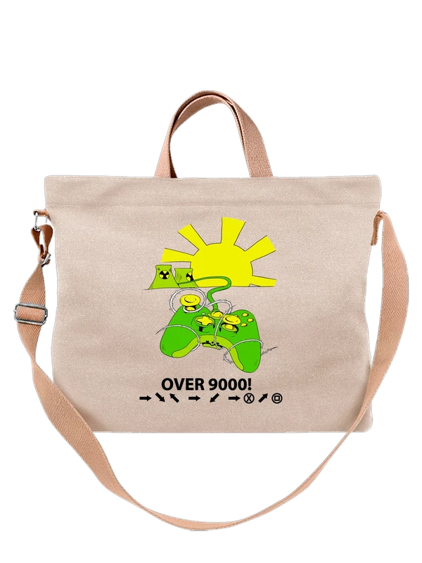 Сумка с джойстиком и атомной станцией over 9000 — Белая, фото 1