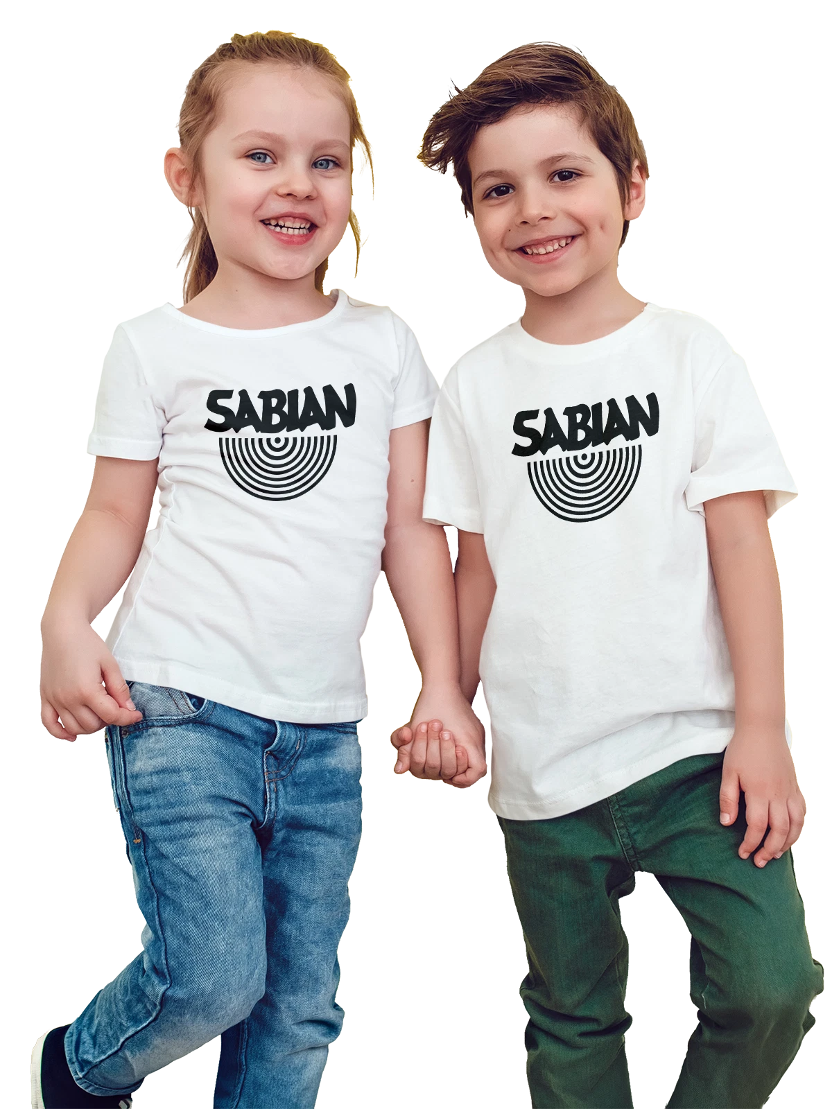 Футболка детская Sabian белая с принтом — современная айдентика — Белая, фото 1
