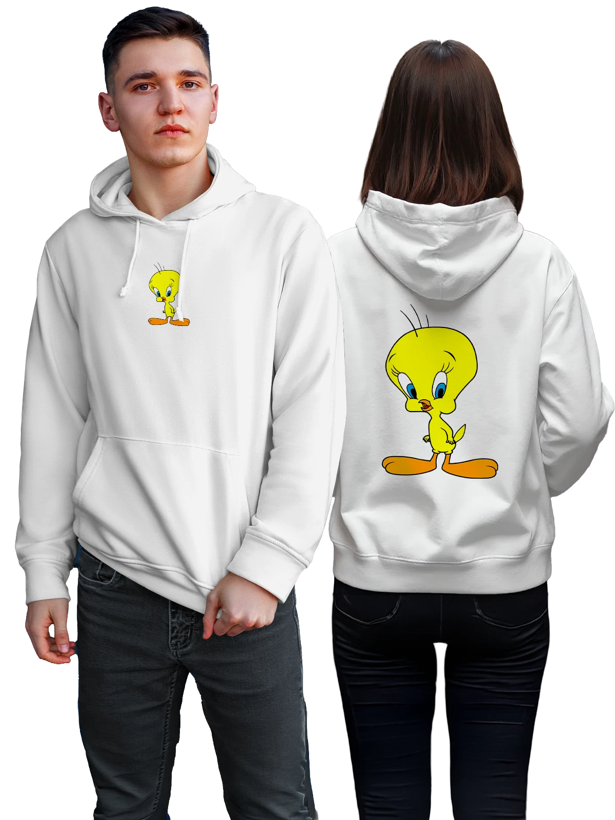 Худи Сильвестр и утка Твити белое с принтом — Daffy Duck — Белая, фото 1