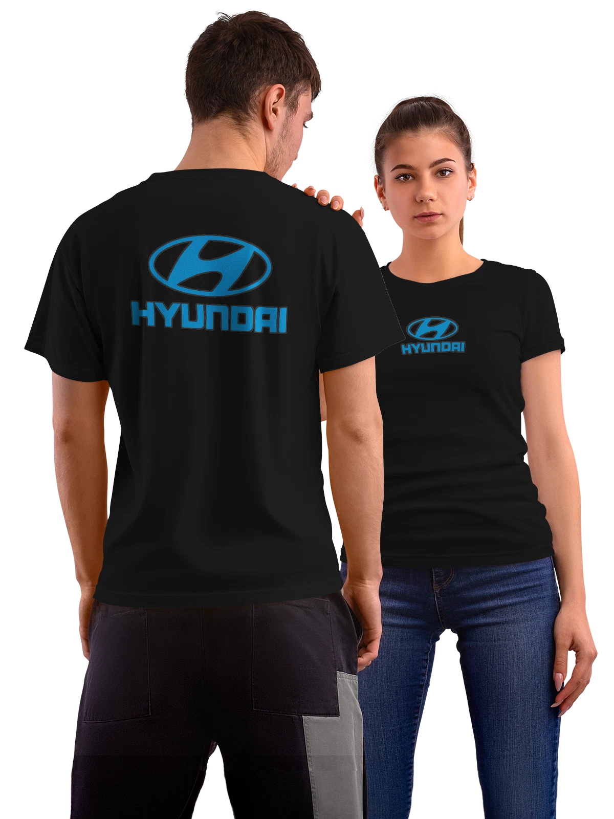 Футболка Hyundai чёрная с принтом на спине — классическая эмблема — Чёрная, фото 1