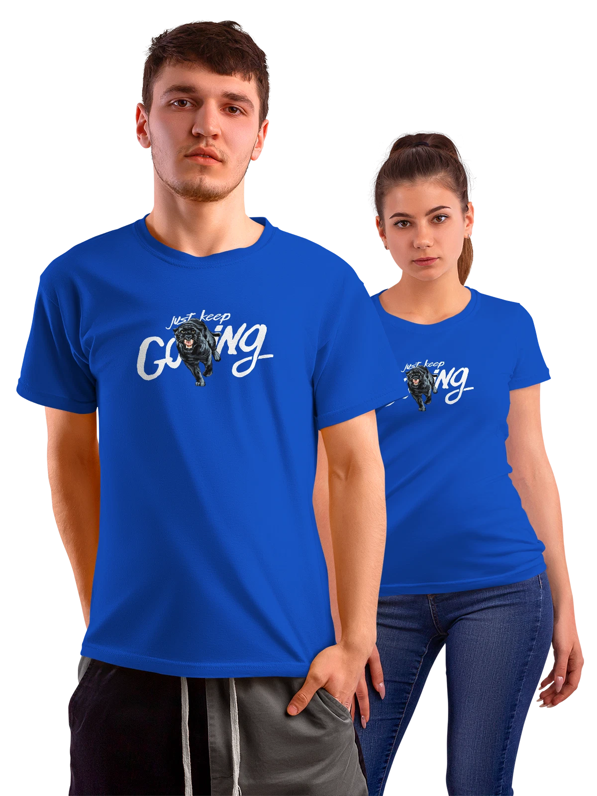 Футболка Пантера just keep going синяя с принтом — животный мир — Синяя, фото 1