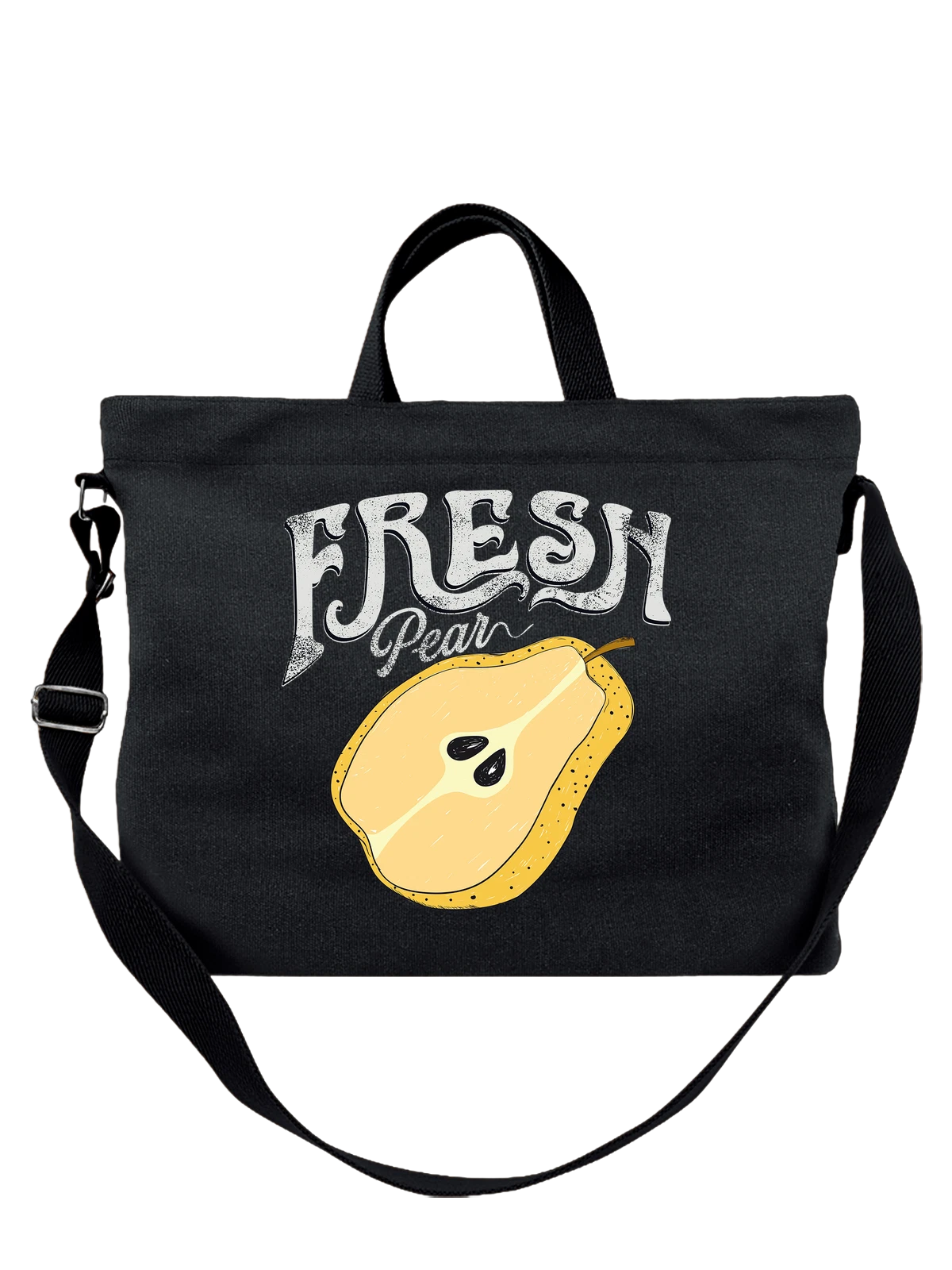 Сумка Груша fresh pear чёрная с принтом — растительная пища — Чёрная, фото 1