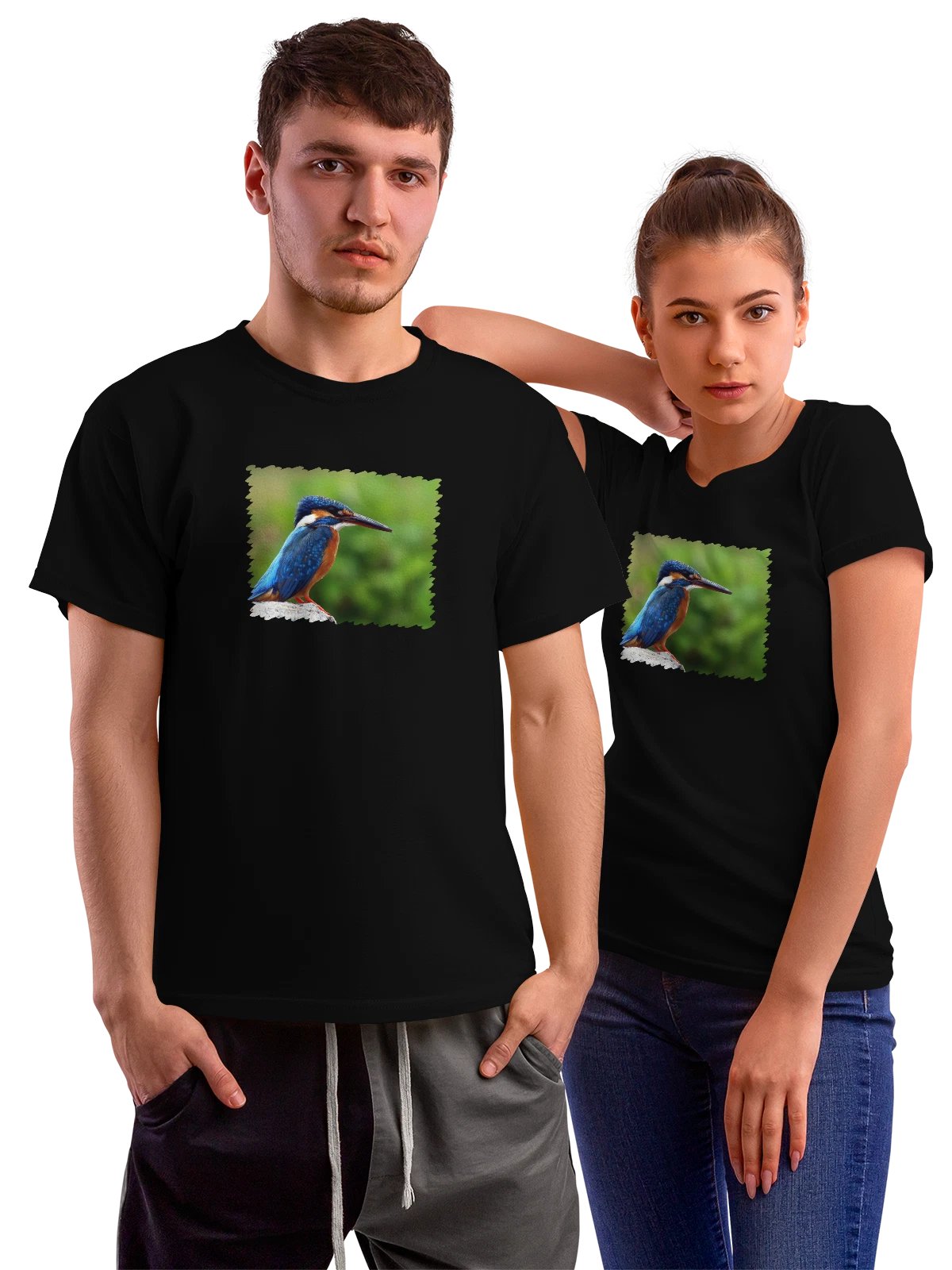 Футболка Животные Kingfisher чёрная с принтом — выразительный взгляд — Чёрная, фото 1