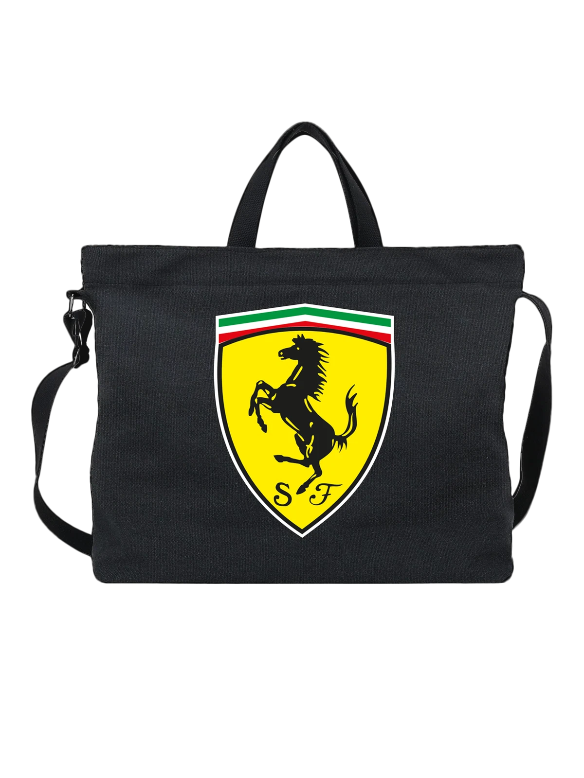 Сумка Ferrari чёрная с принтом — контрастный принт — Чёрная, фото 1