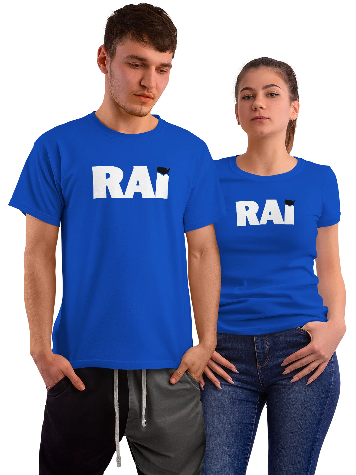Футболка Rai синяя с принтом — современная айдентика — Синяя, фото 1