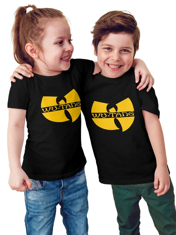 Футболка Wu Tang Clan логотип на фоне желтого знака — Чёрная, фото 1
