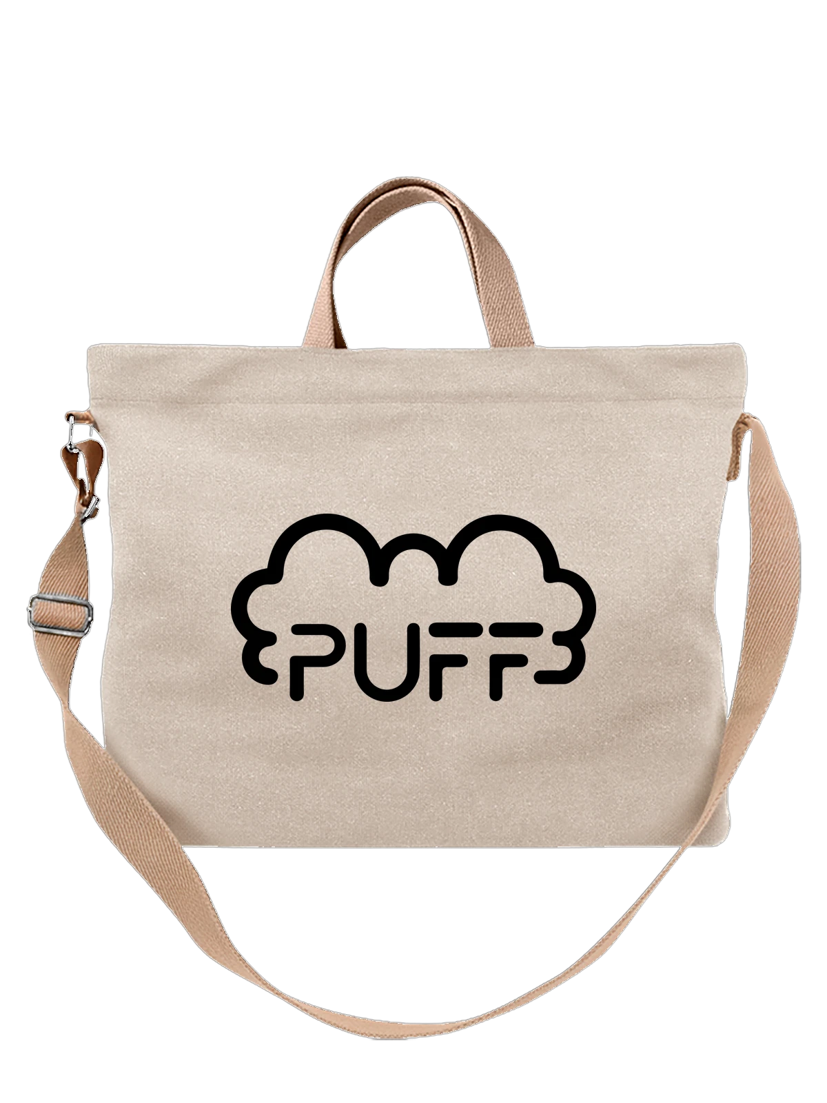 Сумка Puff белая с принтом — современная айдентика — Белая, фото 1
