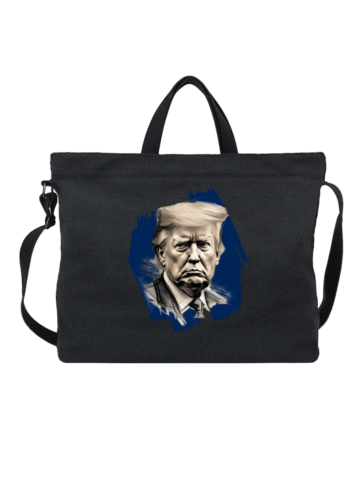 Сумка Трамп чёрная с принтом — футболка подростку — Чёрная, фото 1
