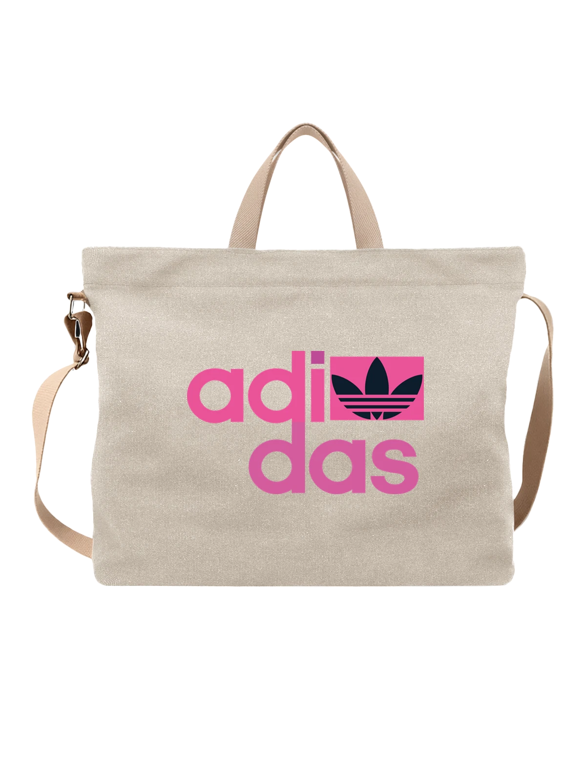 Сумка Adidas белая с принтом — крупные строчные буквы — Белая, фото 1