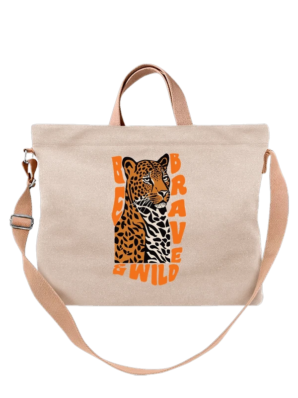 Сумка леопард be brave and wild — Белая, фото 1