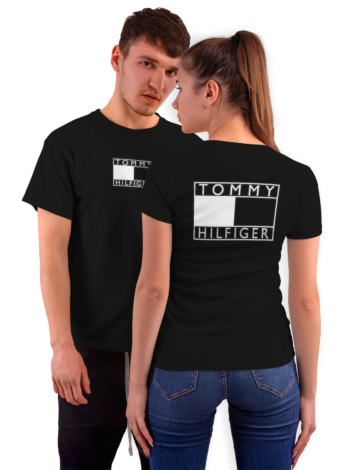 Футболка Tommy Hilfiger чёрная с принтом на спине — геометрическая композиция — Чёрная, фото 1