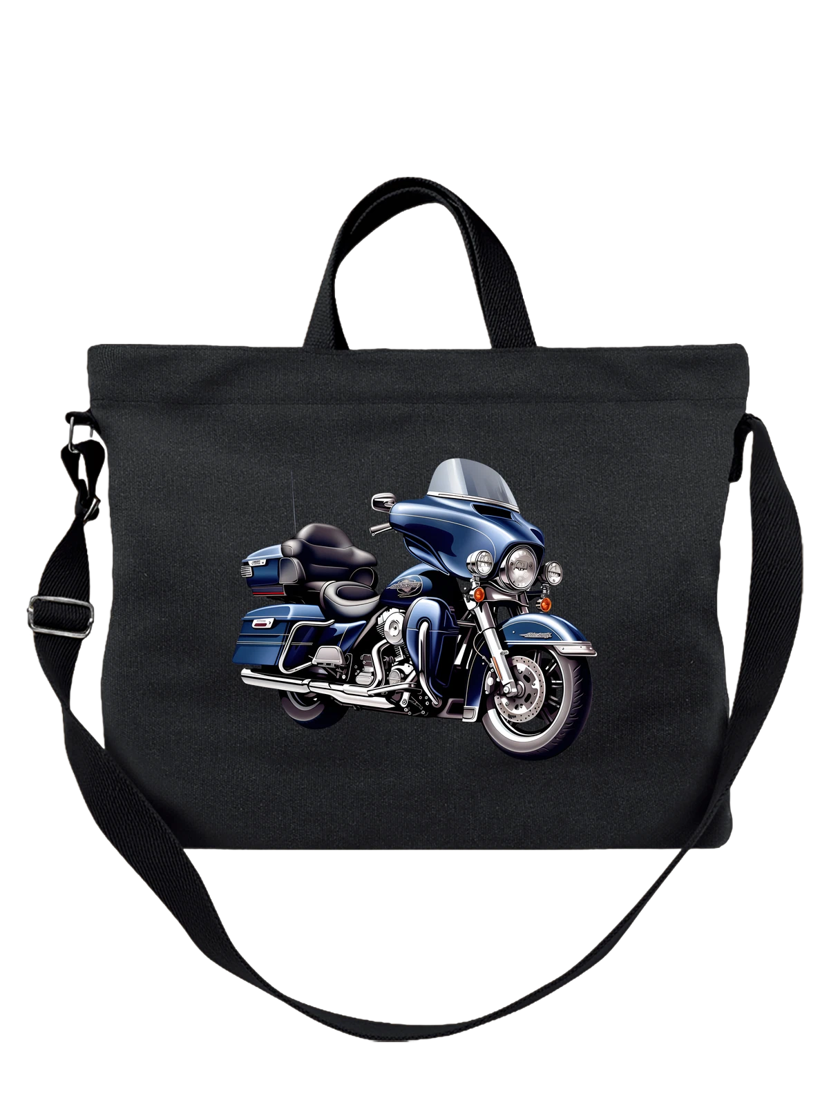 Сумка с Harley-Davidson touring мотоциклом чёрная с принтом — тяжелый круизер — Чёрная, фото 1