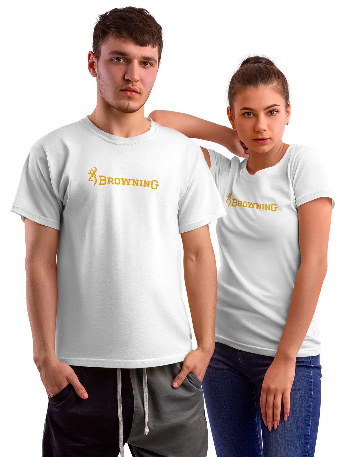 Футболка Browning белая с принтом — современная айдентика — Белая, фото 1