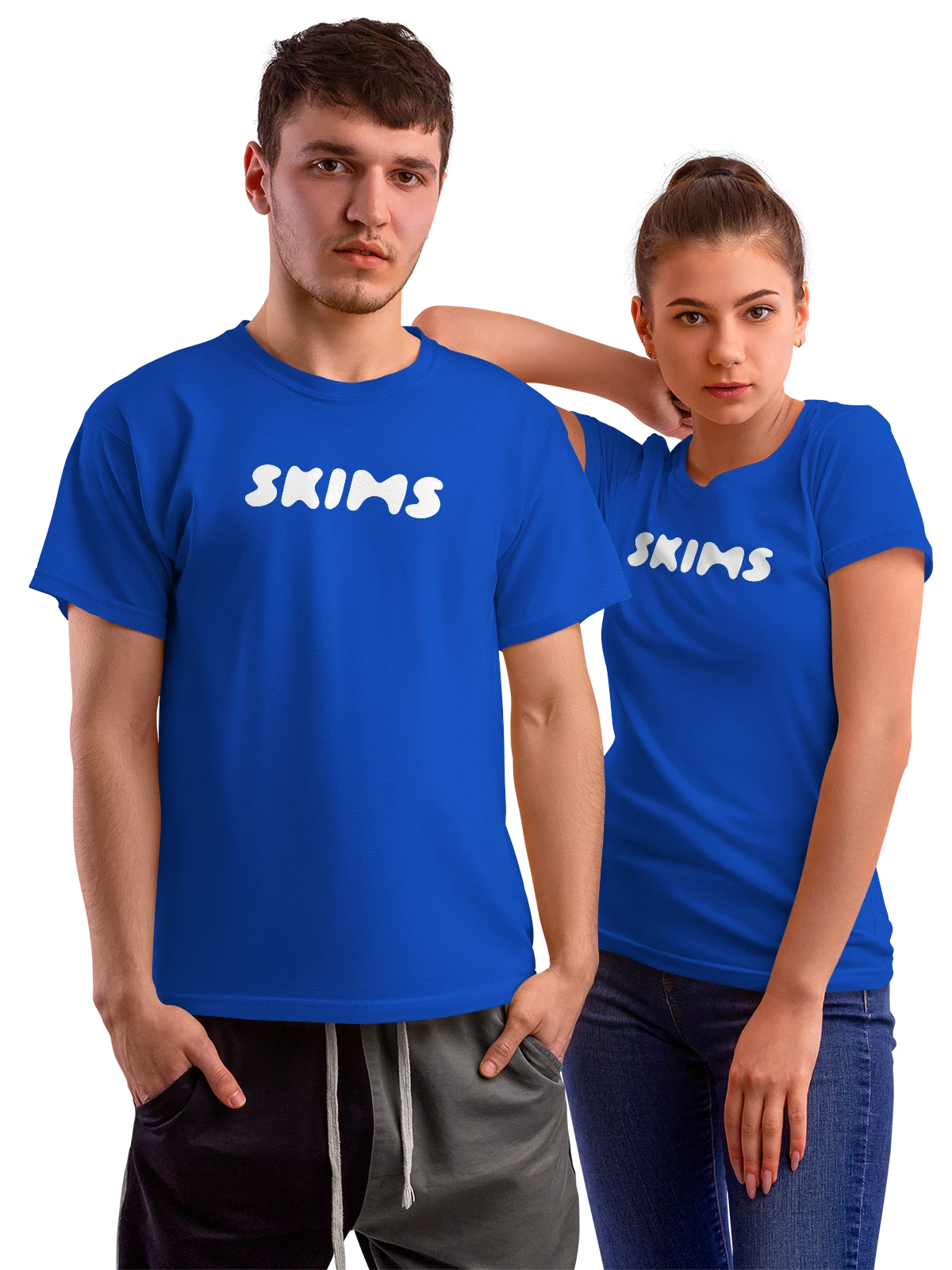 Футболка Skins синяя с принтом — бег и фитнес — Синяя, фото 1