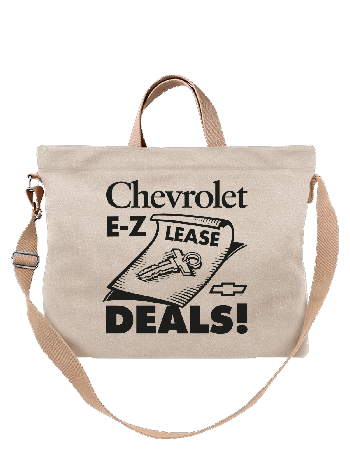 Сумка Chevrolet белая с принтом — монохромный принт — Белая, фото 1