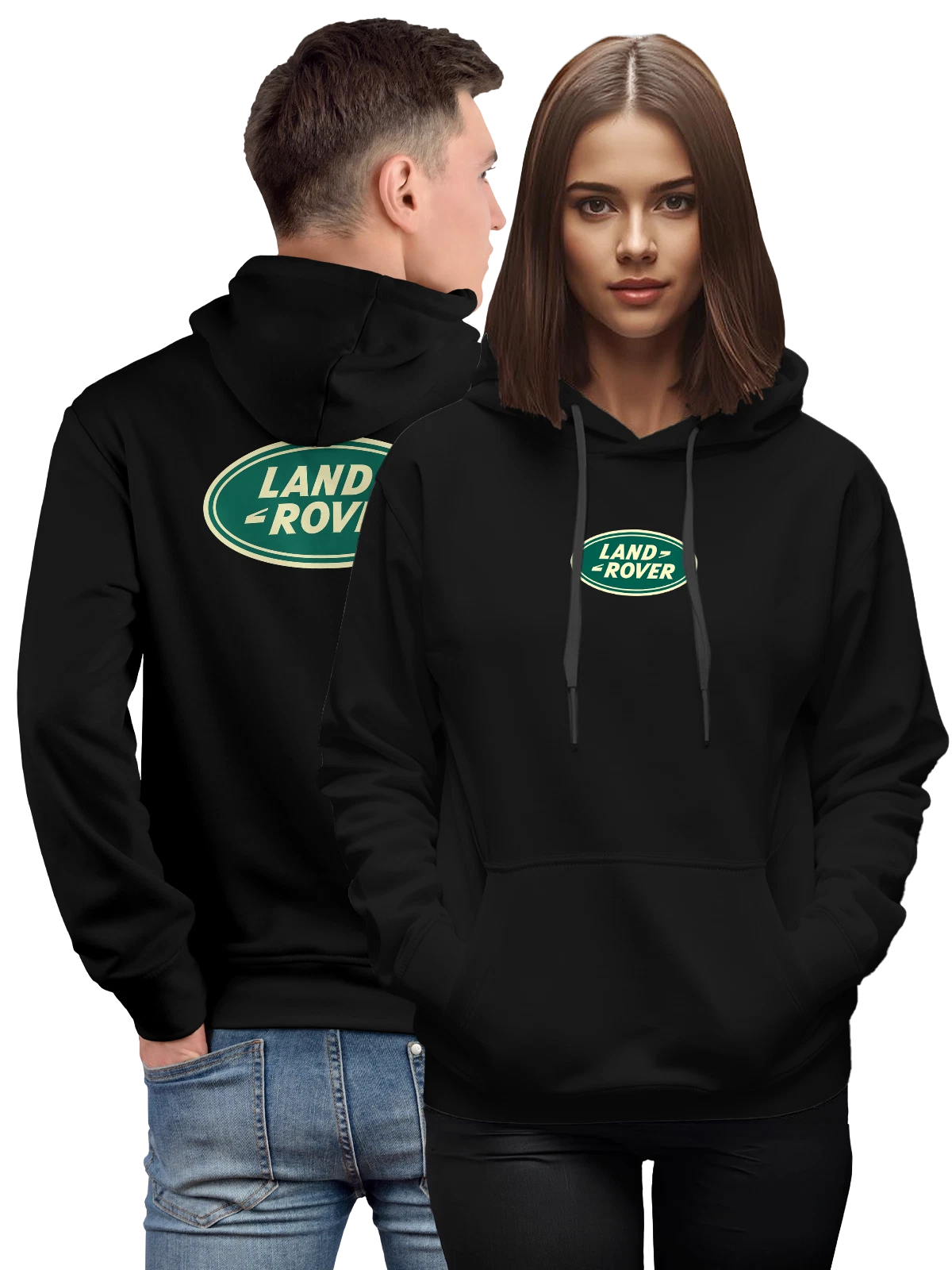 Худи Land Rover чёрное с принтом — полный привод — Чёрная, фото 1