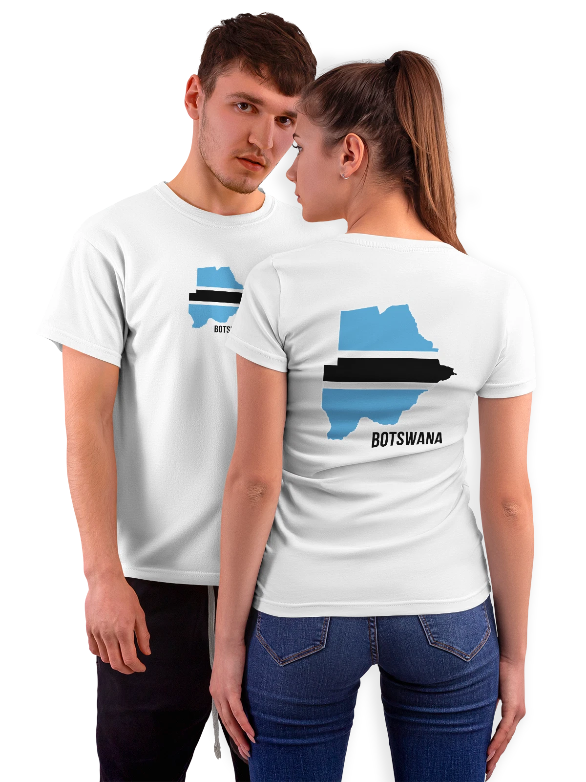 Футболка с флагом Ботсваны Botswana белая с принтом на спине — национальная символика — Белая, фото 1