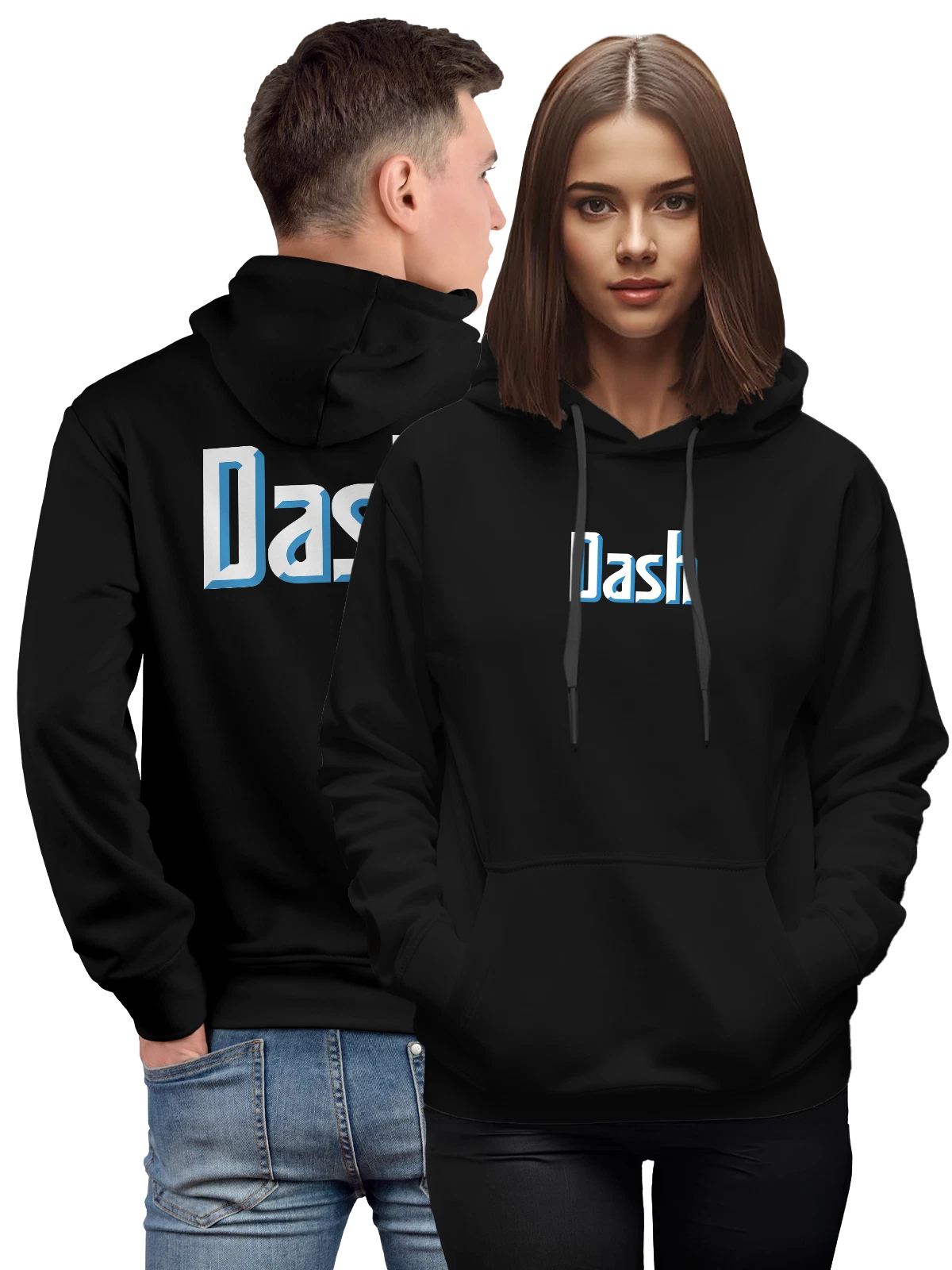 Худи Dash чёрное с принтом — современная айдентика — Чёрная, фото 1
