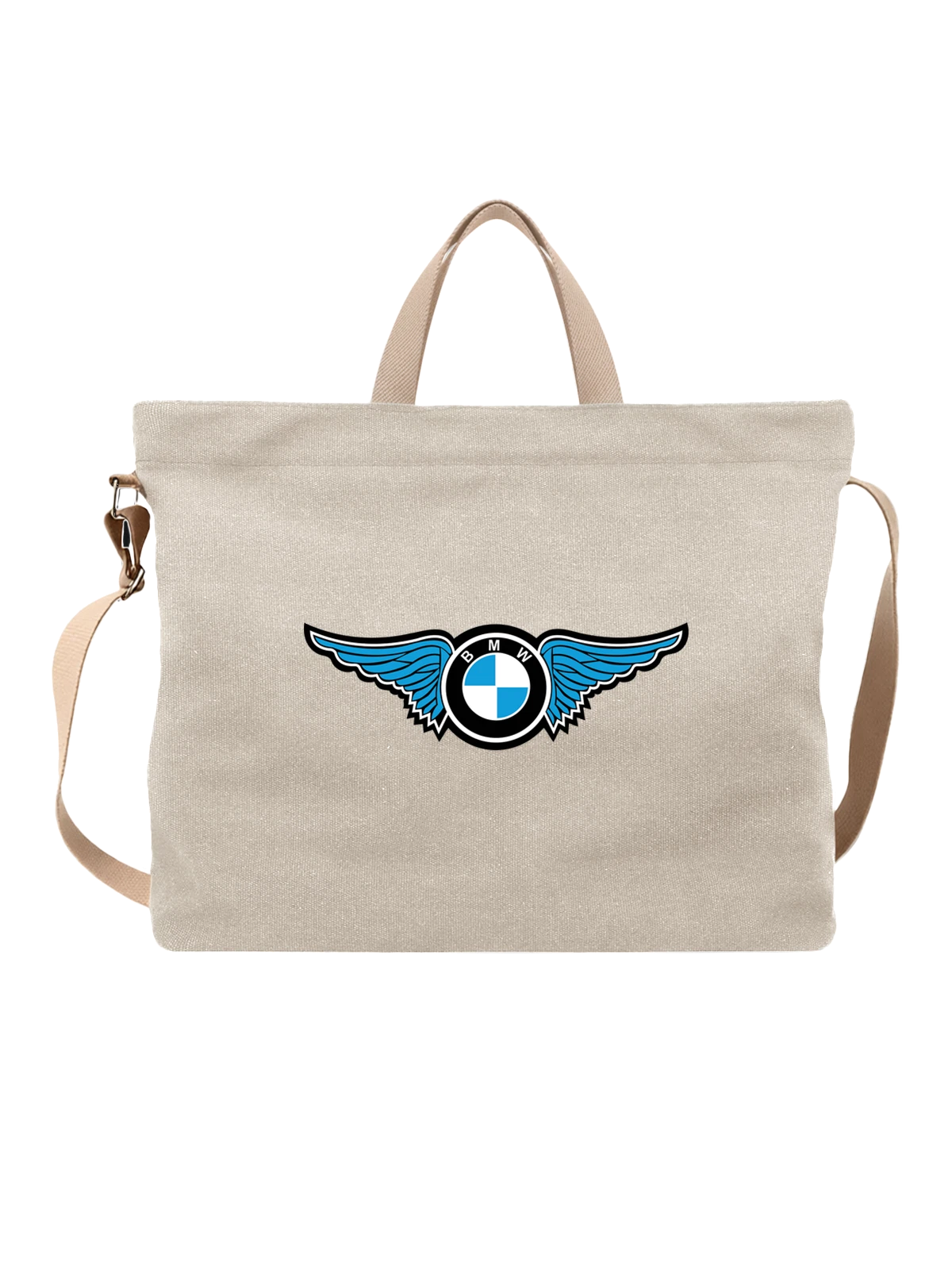 Сумка BMW белая с принтом — геральдический принт — Белая, фото 1