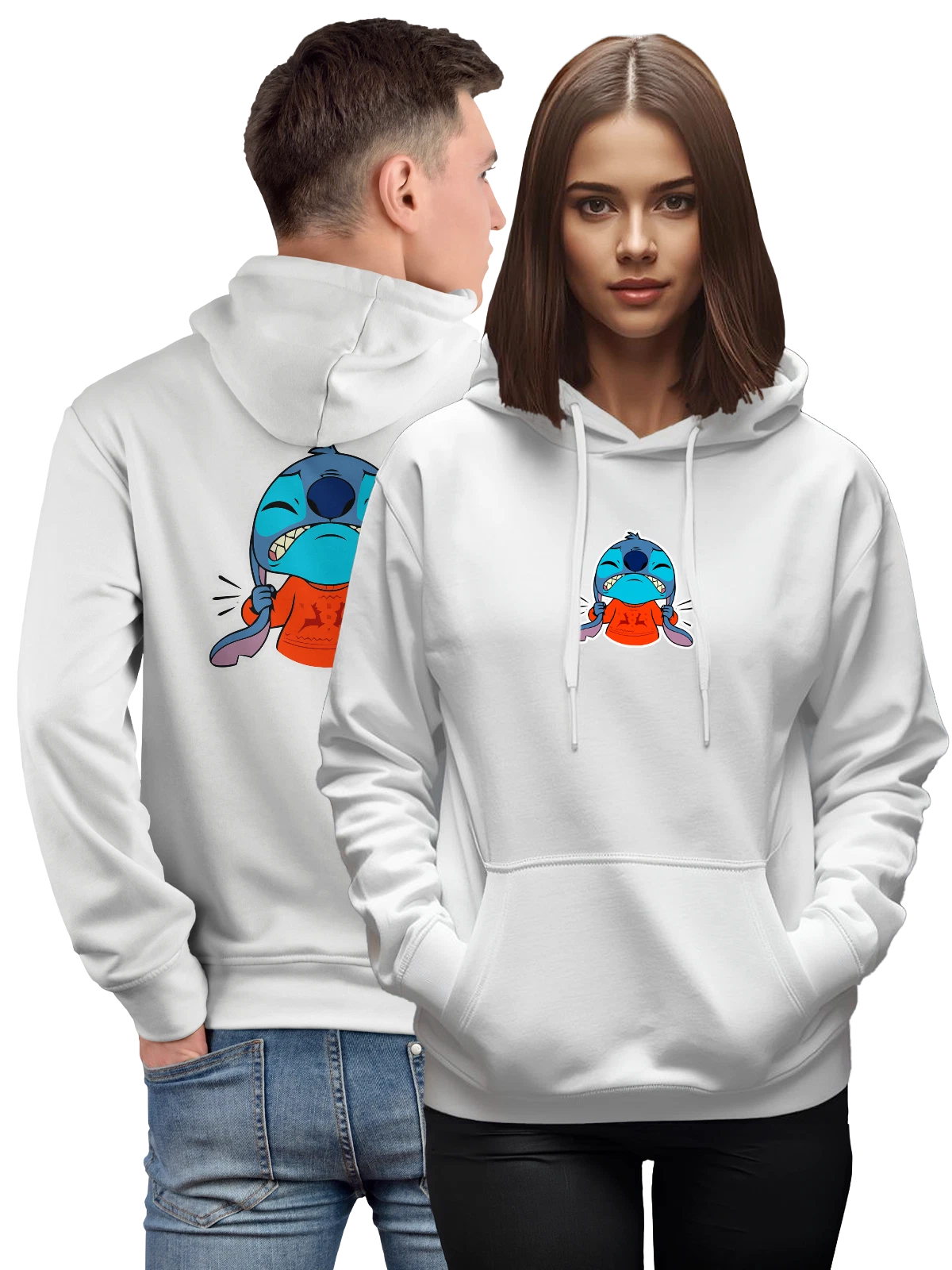 Худи Лилу и Стич белое с принтом — Disney мультфильм — Белая, фото 1