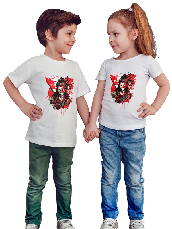 Футболка с самураем аниме — Белая, фото 1