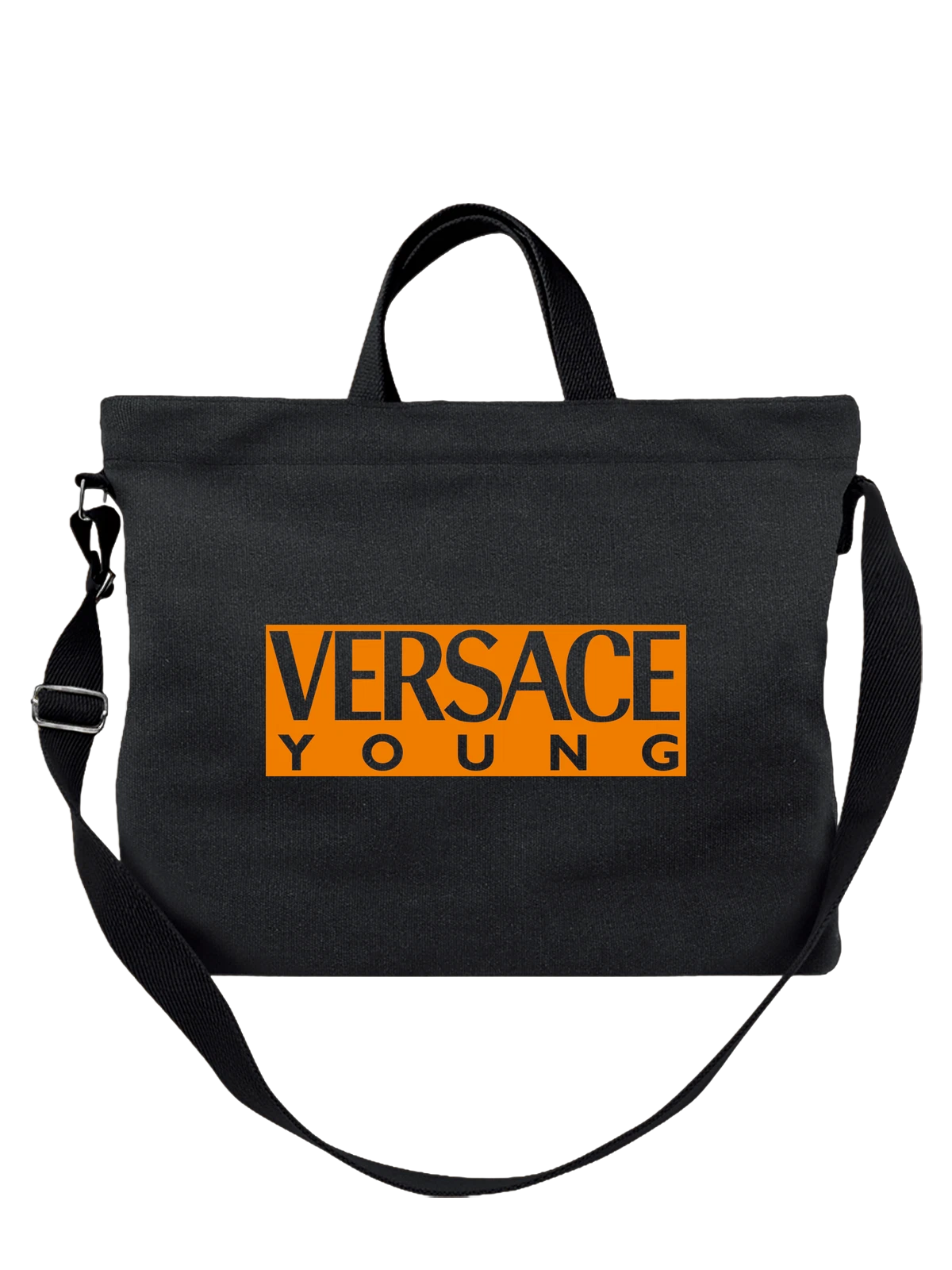 Сумка Versace чёрная с принтом — контрастный прямоугольный принт — Чёрная, фото 1