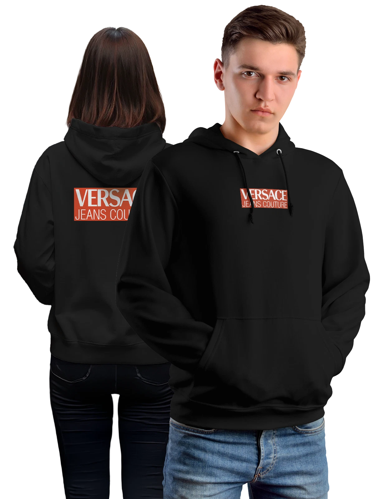 Худи Versace чёрное с принтом — контрастный принт — Чёрная, фото 1