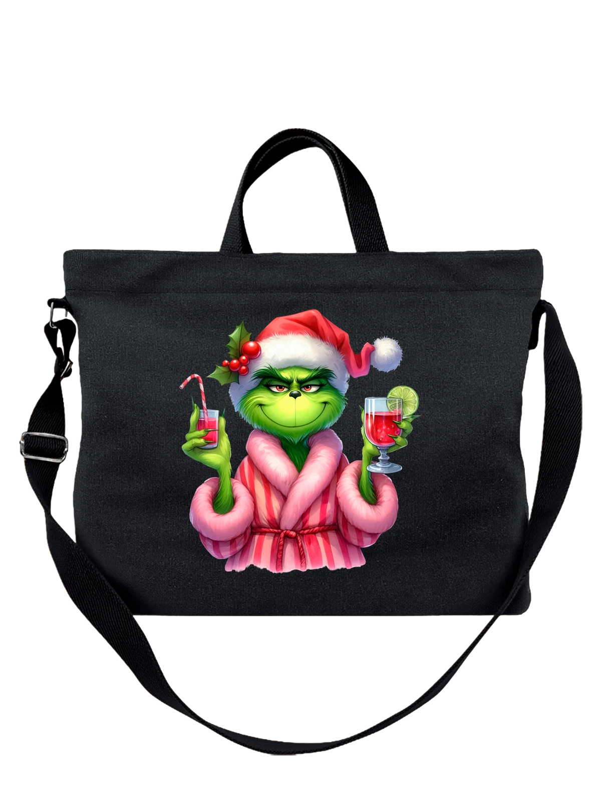Сумка Гринч Grinch новогодняя чёрная с принтом — зимняя сказка — Чёрная, фото 1