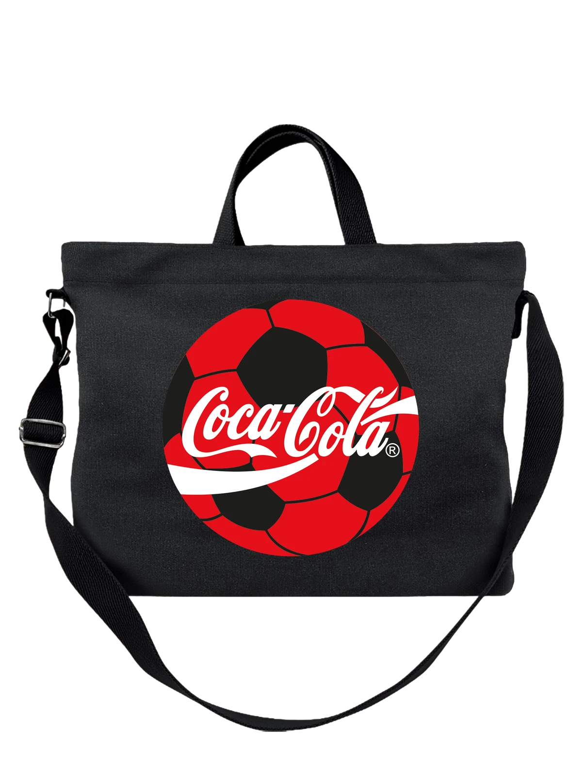 Сумка Coca Cola чёрная с принтом — футбол и болельщики — Чёрная, фото 1