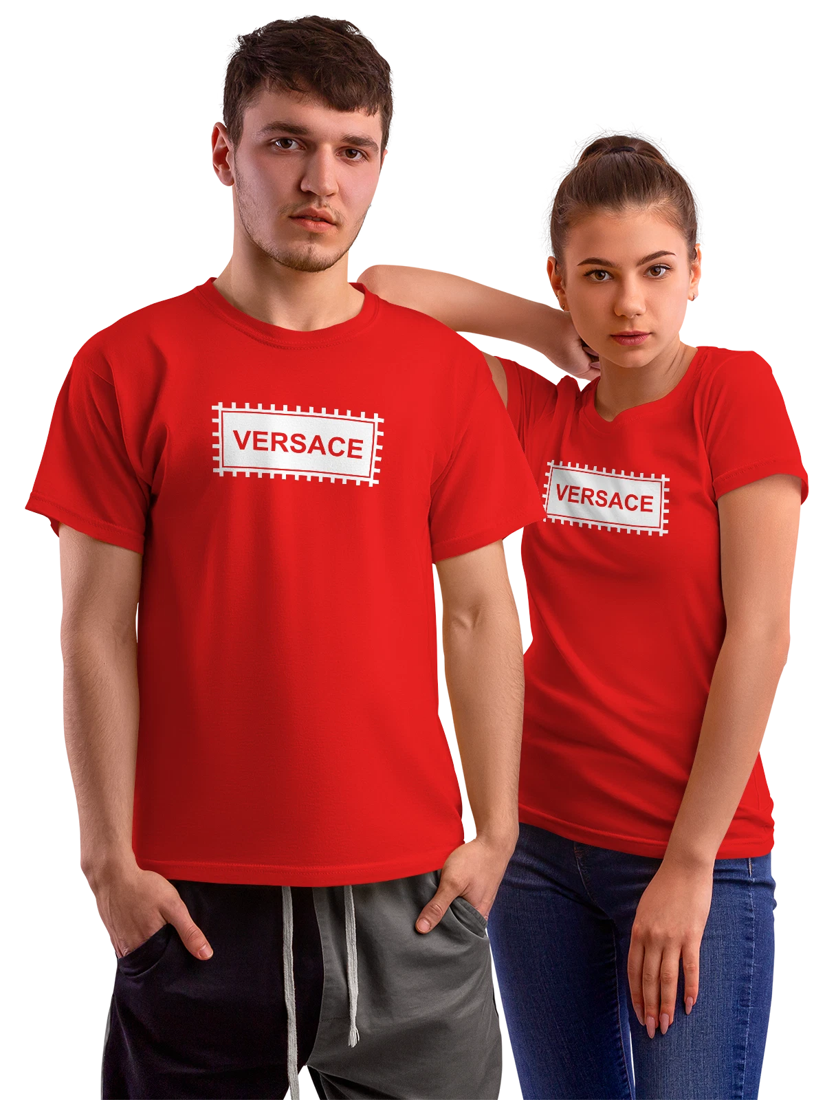 Футболка Versace красная с принтом — античный орнамент — Красная, фото 1