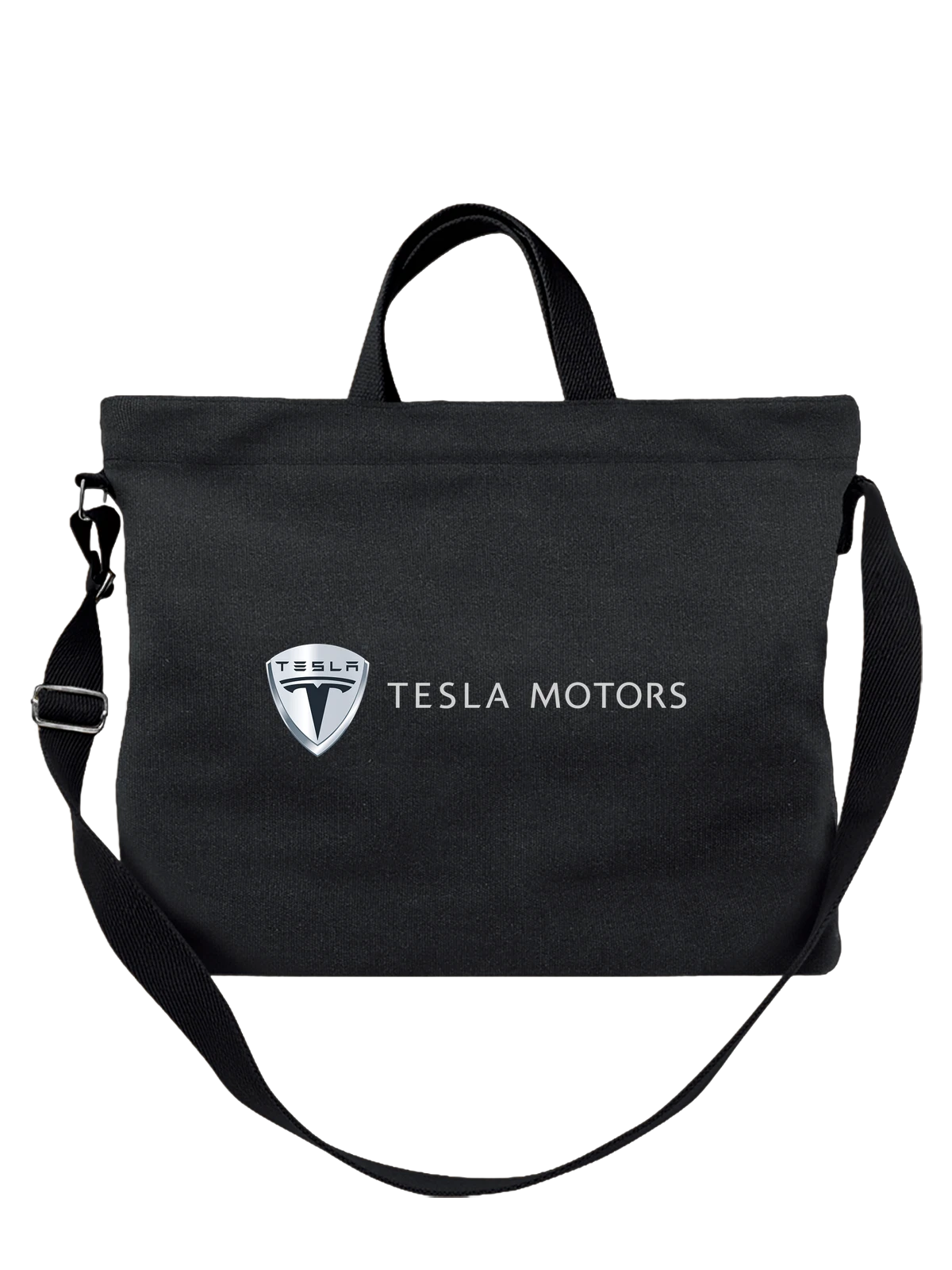 Сумка Tesla чёрная с принтом — монохромный принт — Чёрная, фото 1