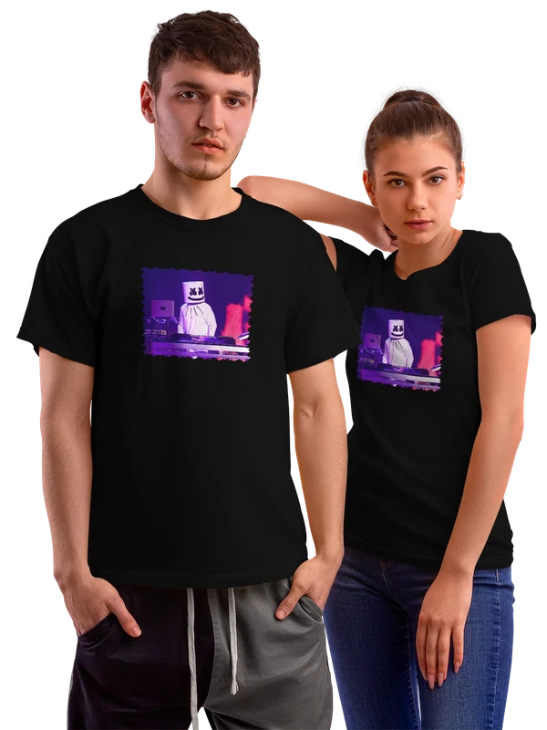 Футболка Музыка Marshmello Purple aesthetic — Чёрная, фото 1