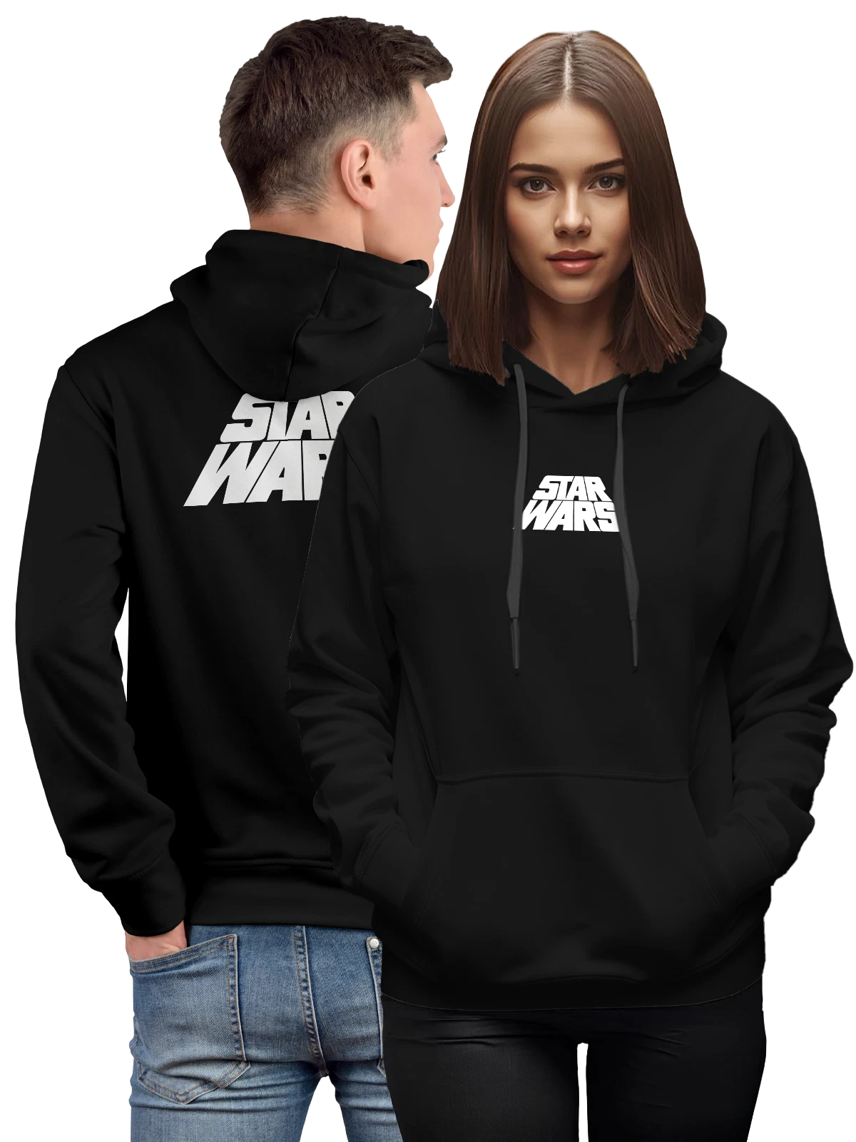 Худи Star Wars чёрное с принтом — межзвездные приключения — Чёрная, фото 1