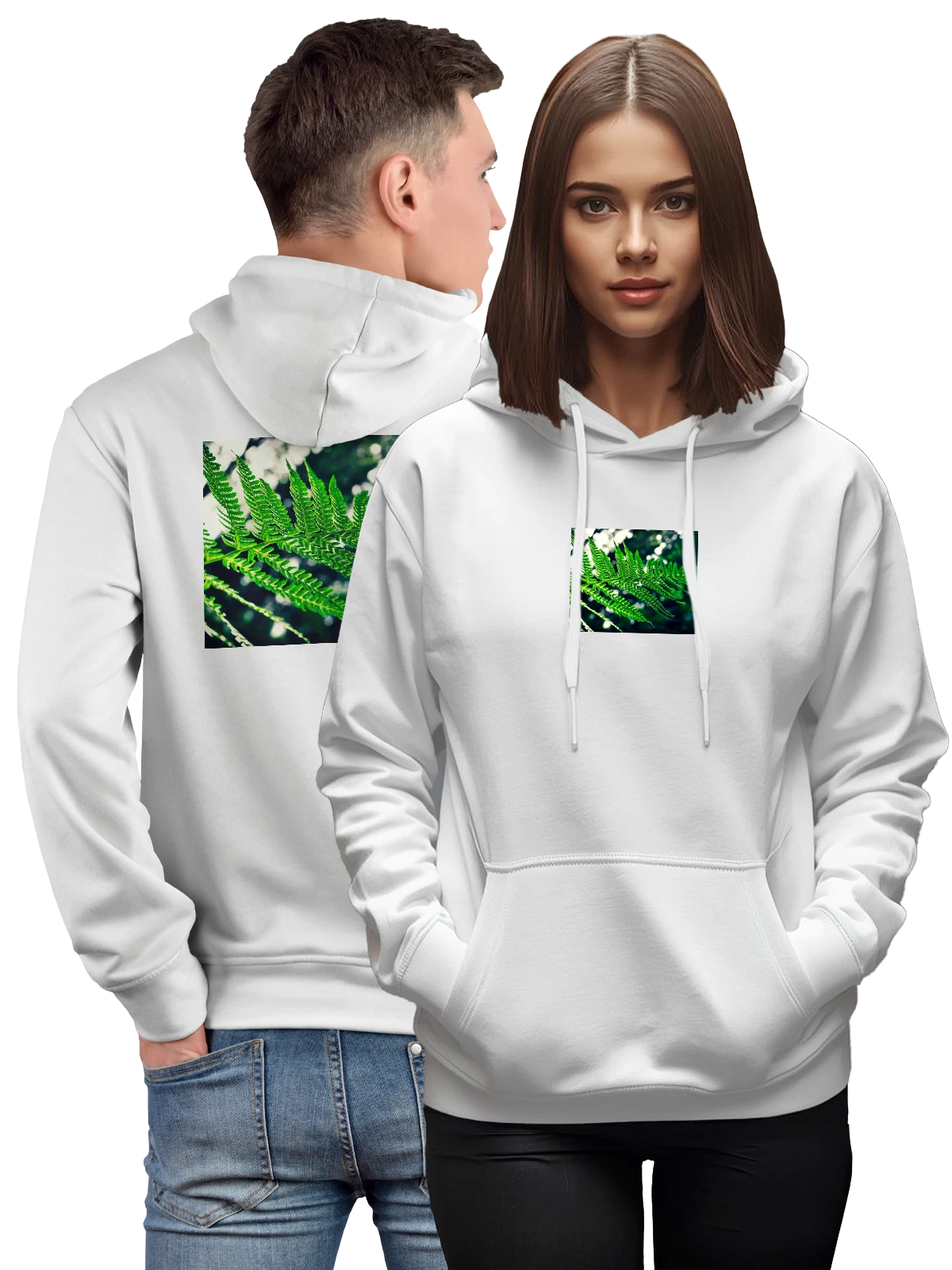 Худи Природа папараць кветка белое с принтом — путешествия — Белая, фото 1