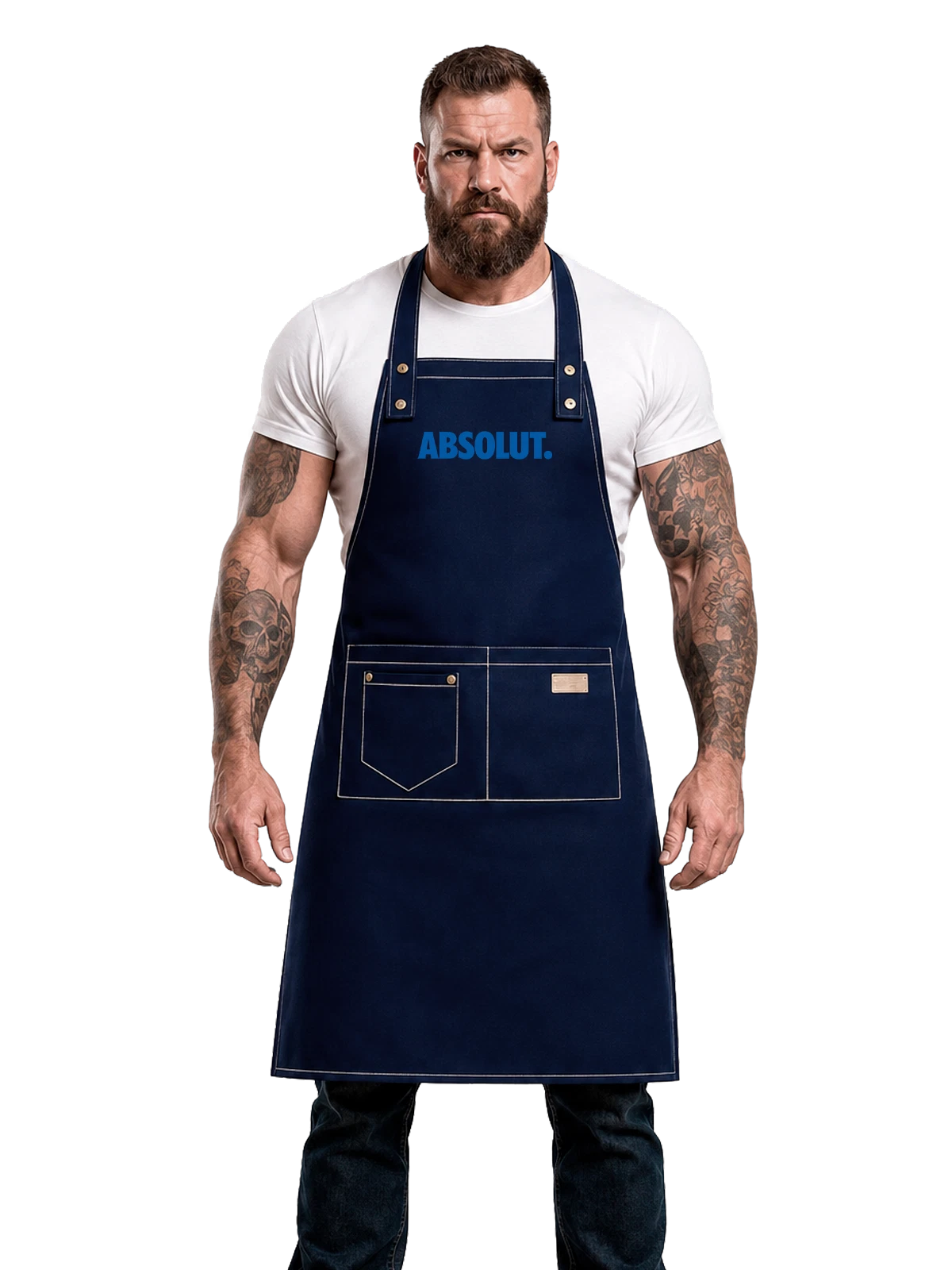 Фартук Absolut синий с принтом — коктейли и напитки — Синяя, фото 1