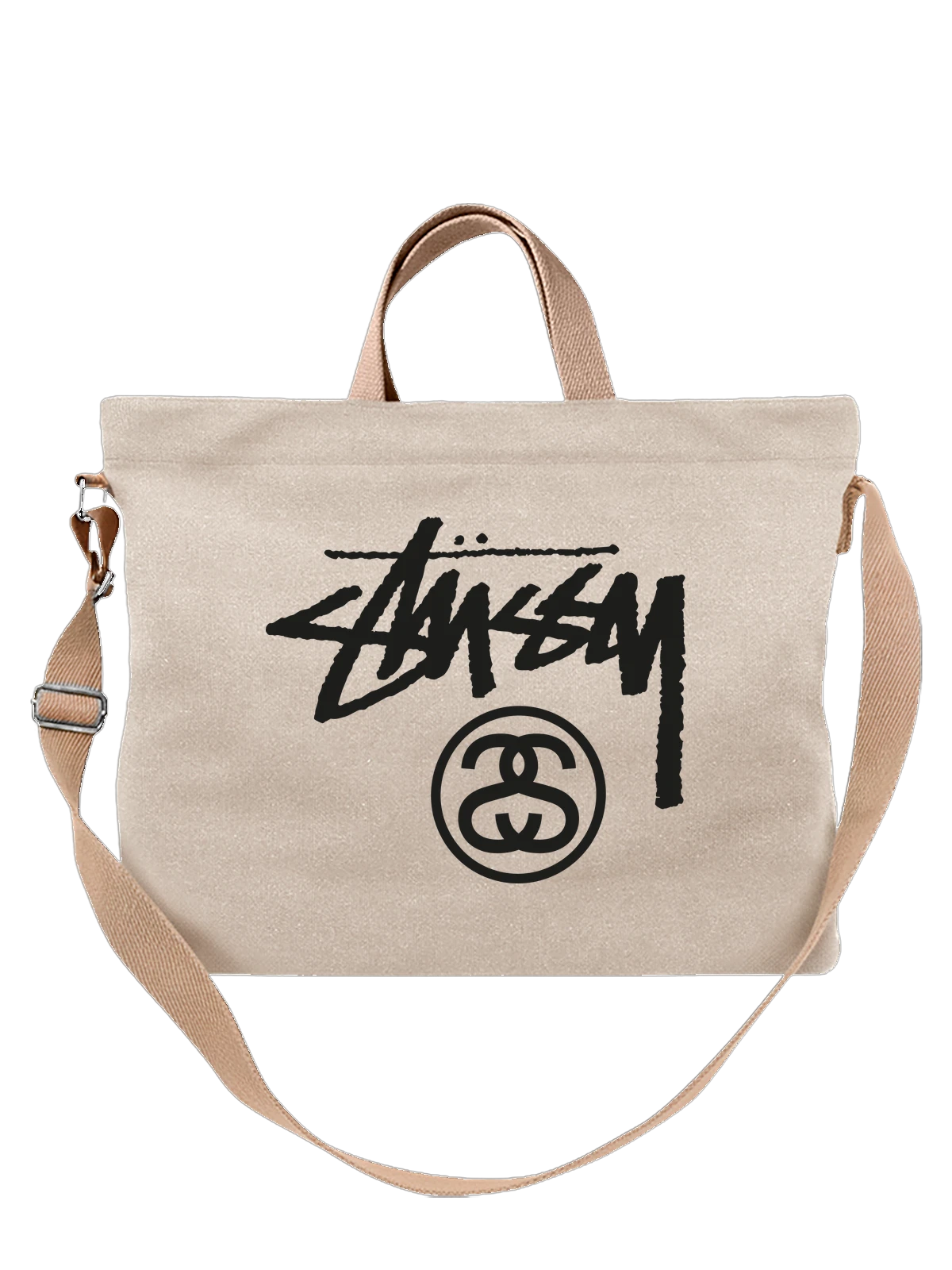 Сумка Stussy белая с принтом — серф и скейт культура — Белая, фото 1