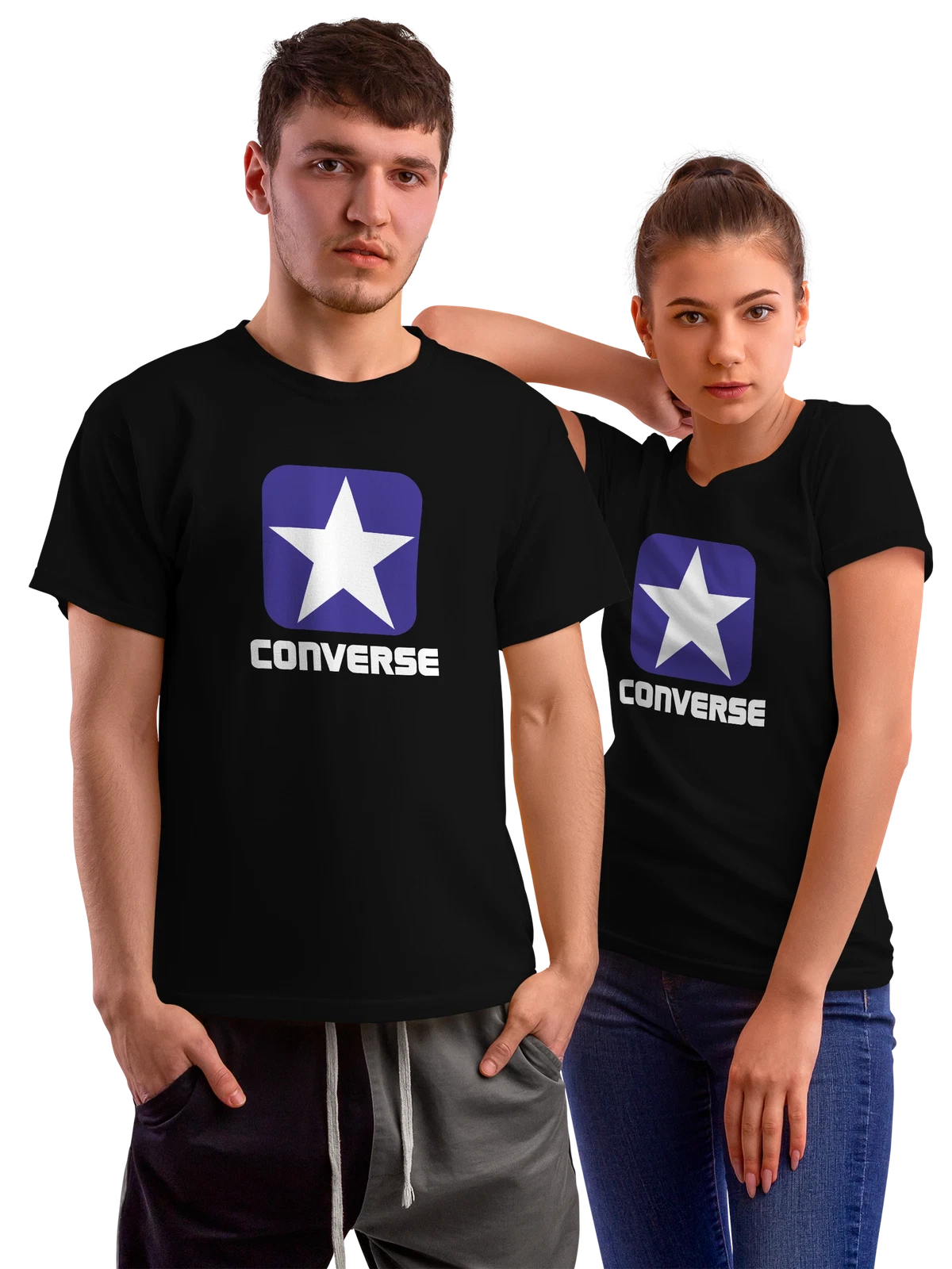Футболка Converse чёрная с принтом — контрастный принт — Чёрная, фото 1