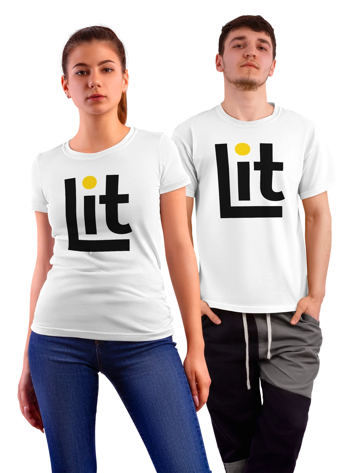 Футболка Lit белая с принтом — лаконичный вордмарк — Белая, фото 1