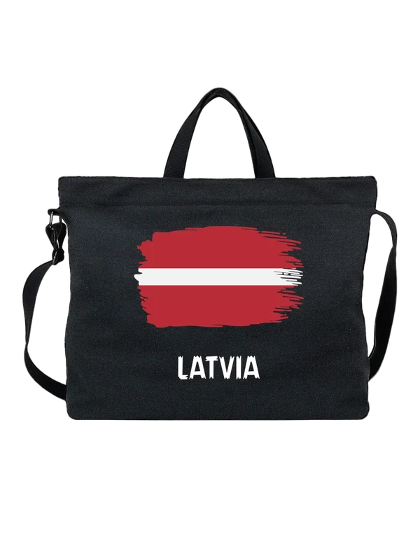 Сумка с флагом Латвия Latvia — Чёрная, фото 1