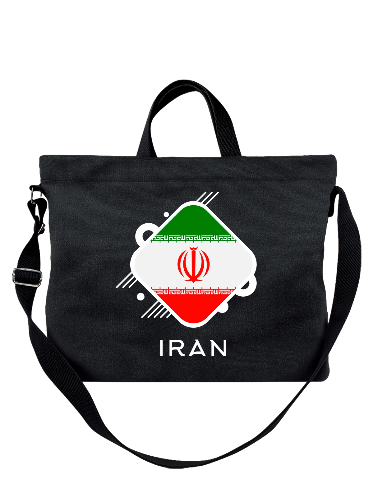 Сумка Флаг Ирана Iran чёрная с принтом — национальная символика — Чёрная, фото 1