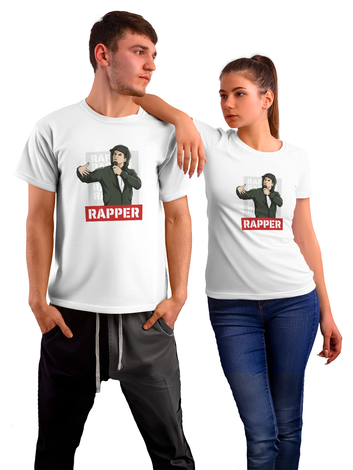 Футболка с рэпером rapper белая с принтом — концертное настроение — Белая, фото 1