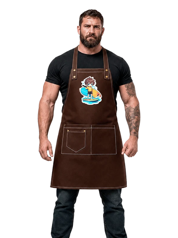 Фартук мальчик серфер с доской на волне — Чёрная, фото 1